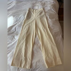 Zara Linen Blend Trousers in Cream